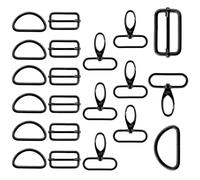 JRSHIRLEYLTD 21 piezas de accesorios de bolsillo para coser, anillos D, hebillas de escalera y mosquetones con articulación giratoria, juego de metal para bolsos de mano, arnés para perros y llaveros