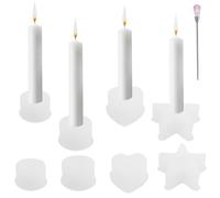 JRSHIRLEYLTD 4 piezas de silicona en forma de candelabro, molde de fundición para velas, molde de silicona para Navidad, forma de estrella, candelabro creativo para Navidad (A)