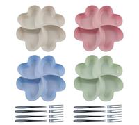 JRSHIRLEYLTD 4 platos de aperitivos con compartimentos, con 8 tenedores de frutas, juego de cuencos de aperitivos, platos de plástico, platos de frutas, platos reutilizables con para fiestas en casa y