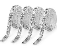 JRSHIRLEYLTD 4 rollos de cinta de diamantes de imitación de cristal autoadhesiva, cinturón de resina con purpurina, rollo decorativo de diamantes de imitación, para bodas, cumpleaños, manualidades