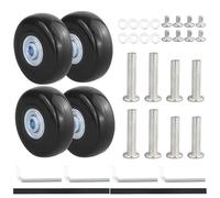 JRSHIRLEYLTD 4 ruedas de repuesto para maleta, 50 mm x 18 mm, de goma, con piezas de repuesto de metal, Negro , Carro rígido con ruedas giratorias