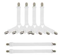 JRSHIRLEYLTD 4 tensores triangulares para cama con 2 tensores de tiras largas, tensores ajustables para cama y cama (blanco)