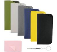 JRSHIRLEYLTD 6 fundas para gafas de sol blandas, estuche portátil, gafas de sol, funda para gafas de lectura, para hombre y mujer, con 6 paños de limpieza + 1 accesorio de destornillador, Negro +