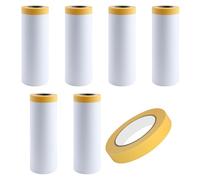 JRSHIRLEYLTD 6 rollos de película protectora transparente con 1 rollo de cinta adhesiva amarilla, para paredes, ventanas, muebles (2.7m x 20m)