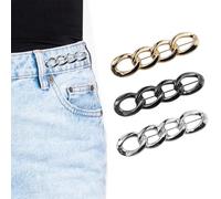 JRSHIRLEYLTD 7 piezas de pantalones ajustados, hebillas de cintura ajustables, botón ajustable, clip de aleación para ajustar la cintura, para vaqueros sueltos, pantalones, faldas, Negro , 16 x10.1 x