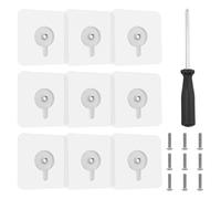 JRSHIRLEYLTD 9 unidades de tornillos adhesivos, tornillos autoadhesivos, fijación a la pared sin taladrar, clavo adhesivo para marcos de fotos, con tornillo y destornillador, para cuarto de baño
