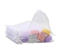 JRSHIRLEYLTD Bolsas de organza blancas, 50 piezas bolsas de organza con cordón 15 x 20 cm bolsas de organza uvas bolsas protectoras con cordón bolsas de regalo para joyas regalos dulces boda