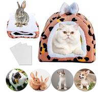 JRSHIRLEYLTD Cama de conejillo de indias verde, Cueva de peluche de conejo caliente Cueva de conejo extraíble de invierno,Ocultar Jaula Invierno Acogedora Camas Pequeñas para Animales, Chinchilla,