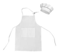 JRSHIRLEYLTD Conjunto de delantal y gorro de chef para niños, delantal de cocina ajustable con 2 bolsillos para niños y niñas, delantales de cocina para cocinar, hornear y pintar (46 x 62 cm)