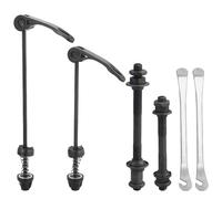 JRSHIRLEYLTD Juego de 1 par de brochetas para bicicleta de eje hueco de liberación rápida, eje hueco trasero, eje de rueda delantera para ejes de bicicleta de 20, 22, 24, 26, 28 pulgadas (negro) con 2