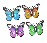 JRSHIRLEYLTD Juego de 4 decoraciones de jardín de mariposa de metal para exteriores, decoración de pared al aire libre, mariposa de metal, para vallas al aire libre, cobertizo, paredes, 27 x 22 cm