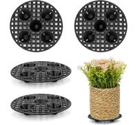 JRSHIRLEYLTD Juego de 4 elevadores de macetas de plástico para interior y exterior (20 cm), color negro