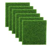 JRSHIRLEYLTD Juego de 6 alfombrillas de hierba artificial en miniatura con diseño de hadas realistas, cuadrados, césped, césped, decoración en miniatura, para casa de muñecas (15 x 15 cm)