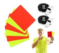 JRSHIRLEYLTD - Juego de 6 cartas rojas y amarillas para árbitro de fútbol con 2 silbatos deportivos con cordón, accesorio indispensable para cualquier juego de fútbol
