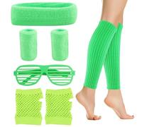 JRSHIRLEYLTD Juego de guantes de red de neón verde para calentar las piernas, accesorios de los años 80, accesorios de disfraz para mujer, accesorios para fiestas, vacaciones, yoga, etc, verde, Talla