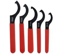 JRSHIRLEYLTD Llave de gancho de 5 piezas, juego de llaves de gancho ajustables con mango antideslizante, llave de suspensión roscada de acero, herramienta amortiguadora
