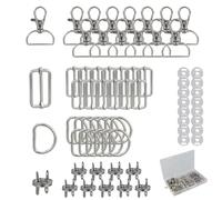 JRSHIRLEYLTD Mosquetón giratorio con articulación giratoria, llavero en D, hebilla deslizante, ajuste de correa de metal, botones magnéticos, hebillas y cierres para accesorios de costura DIY, plata,