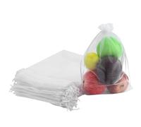 JRSHIRLEYLTD Paquete de 55 bolsas de organza - 20 x 30 cm - Blancas - Bolsas protectoras con cordón - Para joyería, regalos, dulces y bodas