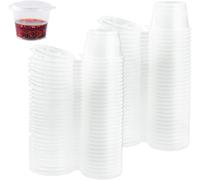 JRSHIRLEYLTD Pequeñas ollas de plástico con tapa, reutilizables, pequeñas, con bisagras, 25 ml, mini ollas redondas para llevar, para delicias, control de porciones, chupitos de gelatina
