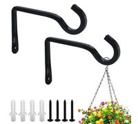 JRSHIRLEYLTD Soportes resistentes para cestas colgantes, ganchos y soportes de pared negros para jardín, césped, luces y comederos para pájaros, plantas