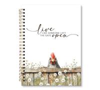 JRTW Like Someone Left The Gate Open Chicken Rooster Notebook, Inspirational Farmhouse Chicken Gifts Notebooks for School Work College, Rustic Cottagecore Animal A5 Spiral Notebook Journal