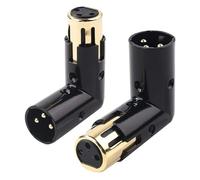 Jrudjsnhhty 2 Piezas Adaptador de Audio Enchufe Ajustable Macho una Hembra Adaptador XLR de áNgulo Recto 3 Pines Negro (Adaptador XLR de 90 Grados)