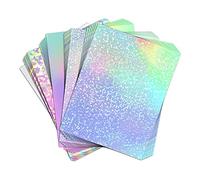 Jrudjsnhhty 24 Hojas de Papel Adhesivo de Vinilo para Impresora de InyeccióN de Tinta - Papel Adhesivo Brillante Imprimible y Hojas Laminadas HolográFicas