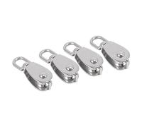 Jrudjsnhhty 4 Piezas Bloque de Polea úNico Rodillo de Polea PequeñA de Acero Inoxidable M15 para Cuerda Cable en Polea Exterior Giratoria de Plata de 360 °