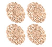 Jrudjsnhhty 4 Piezas Madera Tallada en Aplique de Madera Sin Pintar Apliques Vintage Estilo Europeo Tallado CalcomaníA para DecoracióN de Muebles