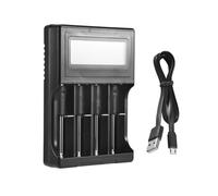 Jrudjsnhhty Cargador de Batería 18650, Cargador de BateríAs de Velocidad de Pantalla LCD con FuncióN de Descarga de 4 Compartimentos para BateríAs Recargables de Iones de Litio de 3.7V