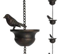 Jrudjsnhhty de Lluvia para Canalones Pájaros Móviles en Tazas Campanas de Lluvia Campanas de Lluvia de 8 Pies con Colgador Adjunto y Pájaros 2 Piezas