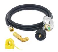 Jrudjsnhhty Manguera Reguladora de Propano de 6 Pies con ManóMetro, Piezas de Repuesto del Regulador de Parrilla Universal QCC1 con Adaptador de Codo de 90 Grados