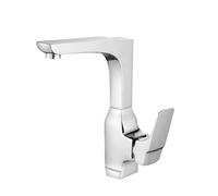 JRUIA Grifo De Baño Cromado, Grifo De Lavabo Giratorio 360°, Grifo Mezclador para Baño Y Lavabo, Suministro De Agua Fría Y Caliente, Grifo De Cocina Monomando Moderno, Material De Latón