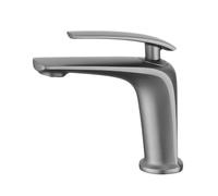 JRUIA Grifo De Baño Cromado, Grifo Monomando para Fregadero De Cocina, Material Latón, Suministro De Agua Fría Y Caliente, Grifo De Cocina, Mezclador Monomando Moderno,Gris