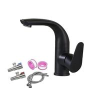 JRUIA Grifo De Cocina De Acero Inoxidable Plateado, Grifo De Baño Giratorio 360°, Suministro De Agua Fría Y Caliente, Instalación De Un Solo Orificio + Manguera Flexible De 60 Cm,B