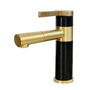 JRUIA Grifo De Cocina Negro Y Dorado, Grifo De Baño Giratorio De 360°, Suministro De Agua Fría Y Caliente, Grifo De Lavabo Moderno, Montaje De Un Solo Orificio De Acero Inoxidable,A