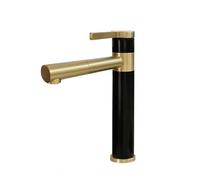 JRUIA Grifo De Cocina Negro Y Dorado, Grifo De Baño Giratorio De 360°, Suministro De Agua Fría Y Caliente, Grifo De Lavabo Moderno, Montaje De Un Solo Orificio De Acero Inoxidable,B