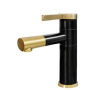 JRUIA Grifo De Cocina Negro Y Dorado, Grifo De Baño Giratorio De 360°, Suministro De Agua Fría Y Caliente, Grifo De Lavabo Moderno, Montaje De Un Solo Orificio De Acero Inoxidable,C