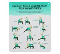 JRXFXEKW Accessible Yoga Metal Sign Seated Asana Sequence Illustrated Poster for Retirement Community Physical Studio Relax Space Wall-Art 8 X 12 inch