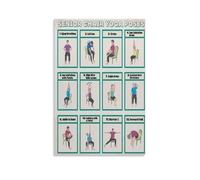 JRXFXEKW Chair Yoga Chart for Home Fitness, Step-by-Step Pose Guide for Seniors & Beginners, Modern Canvas Wall-Art for Living Room and Bedroom(Framed,12x18inch(30x45cm))