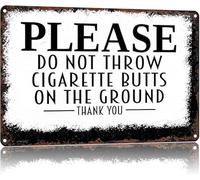JRXFXEKW Do Not Throw Cigarette Butts On The Ground Vintage Aluminum Metal Sign for Patio Deck Wall Decor 8 X 12 in