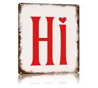 JRXFXEKW Hi Vintage Metal Sign Friendly Greeting Aluminum Tin Sign for Front Door Entryway Wall Decor 8 X 12 in