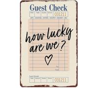 JRXFXEKW How Lucky Are We Wall-Art Vintage Rustic Aluminum Metal Sign for Home Cafe Living Room 8 X 12 in