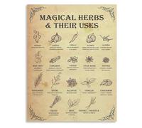 JRXFXEKW Magical Herbs Uses and Properties Vintage Poster Canvas Wall-Art for Home Classroom Aesthetic(Framed,12x18inch(30x45cm))