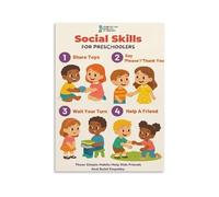 JRXFXEKW Preschool Classroom Rules & Social Skills Chart - Educational Canvas Wall Art for Teachers(Framed,08x12inch(20x30cm))