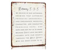 JRXFXEKW Romans 5 3-4 Bible Verses Wall Decor Metal Signs We Rejoice in Our Suffering Endurance Character Hope Wall Artwork Decor for Bedroom Christmas Decorations