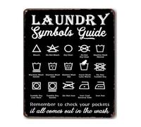 JRXFXEKW Vintage Metal Tin Sign Laundry Tips Instructional Decor For Laundry Room Utility Room Basement Educational How To Reminder 8 X 12 inch