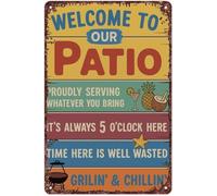 JRXFXEKW Vintage Patio Bar Metal Tin Sign Happy Hour Grill Master Design For Outdoor Kitchen Man Cave Garden 8 X 12 inch