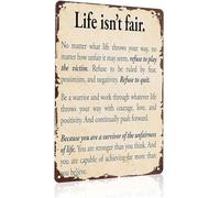 JRXFXEKW Vintage Tin Sign Life Isnt Fair Funny Inspirational Retro Metal Sign for Bedroom Office Study 8 X 12 in