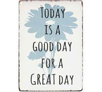 JRXFXEKW Vintage Today Is a Day for Greatness Inspirational Metal Tin Sign for Country Home Living Room Kitchen Bathroom Wall-Art 8 X 12 in